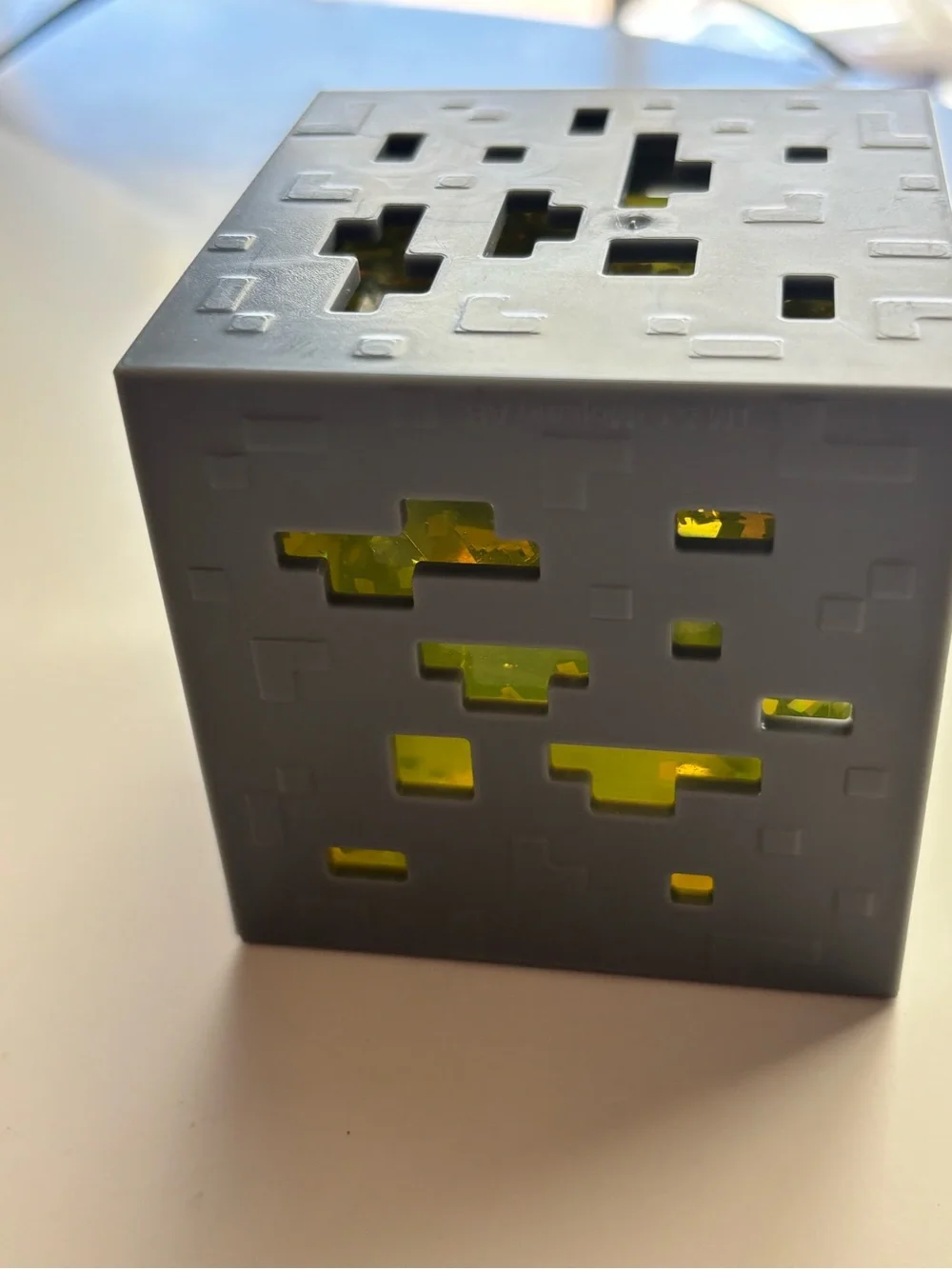 Minecraft Gray Pixel jelly cube with Yellow Holographic Interior